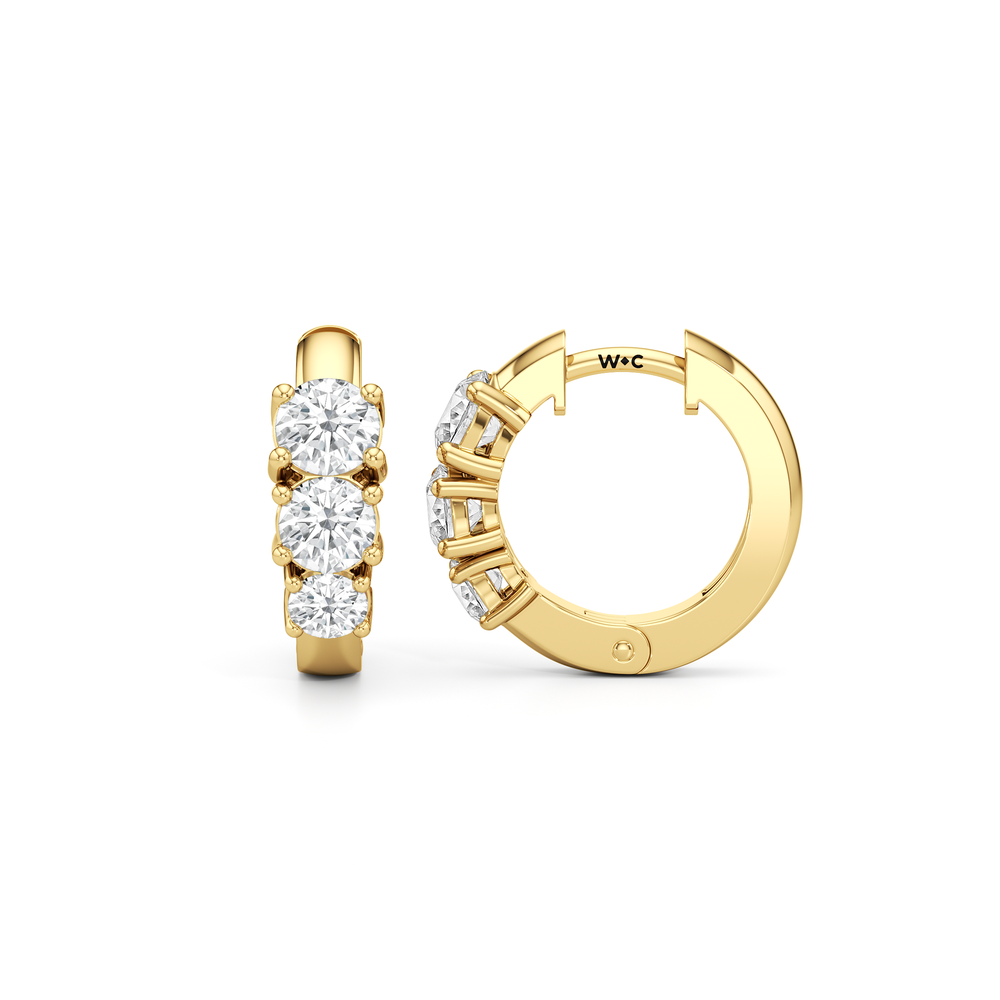 The Josie Huggies with 14KT Yellow Gold / Lab / 1 1/2 Cut Diamond in 14KT Yellow Gold / Lab / 1 1/2 view 6
