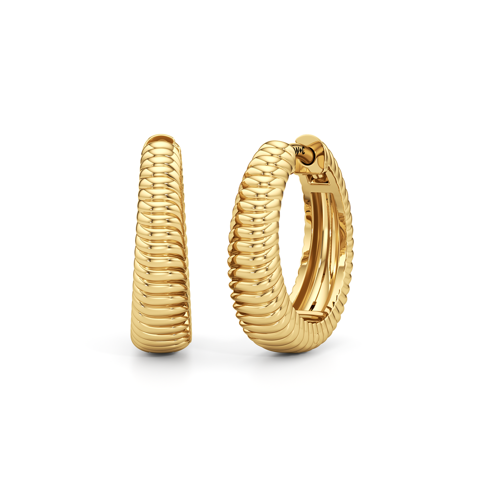 The Sofia Sculptural Hoops with 18K Yellow Gold Vermeil Cut Diamond in 14KT 18K Yellow Gold Vermeil view 1
