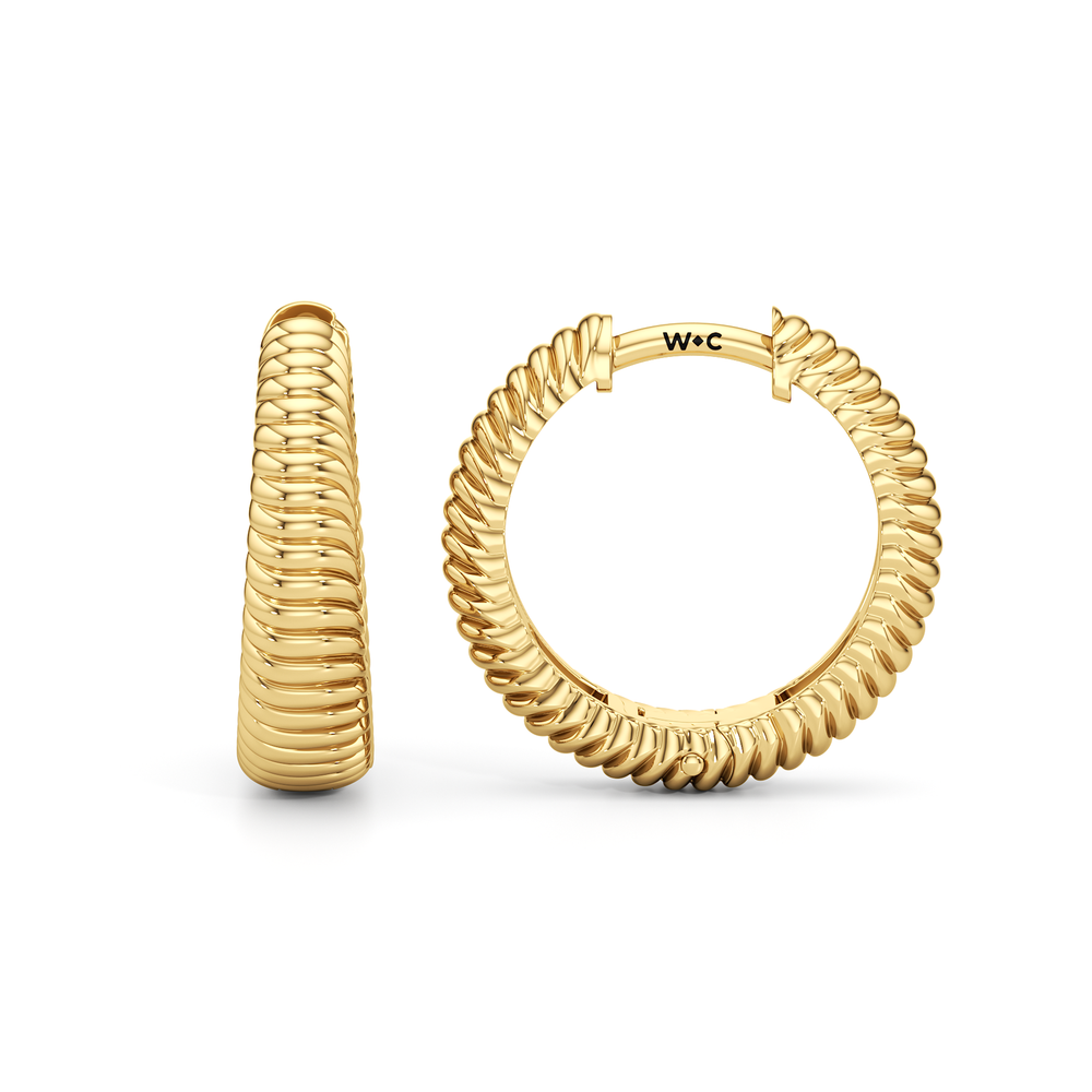 The Sofia Sculptural Hoops with 18K Yellow Gold Vermeil Cut Diamond in 14KT 18K Yellow Gold Vermeil view 6
