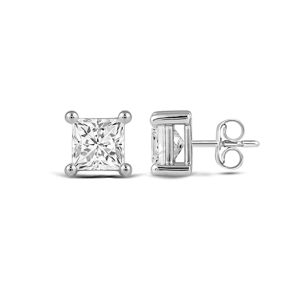Classic Princess Brilliant Cut Diamond Martini Stud Earrings (F/G VS+) with 14KT White Gold / Lab / 3/4 Cut Diamond in 14KT White Gold / Lab / 3/4 view 4
