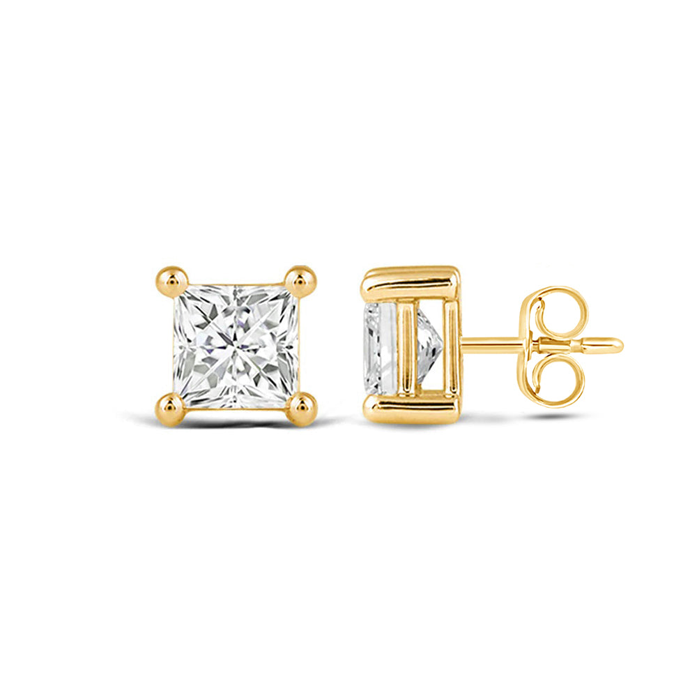 Classic Princess Brilliant Cut Diamond Martini Stud Earrings (F/G VS+) with 14KT Yellow Gold / Lab / 3/4 Cut Diamond in 14KT Yellow Gold / Lab / 3/4 view 4
