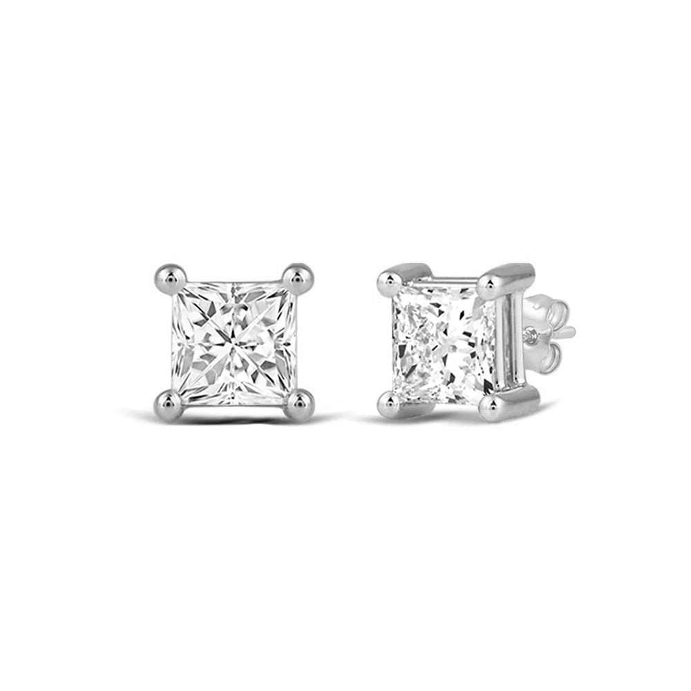 Classic Princess Brilliant Cut Diamond Martini Stud Earrings (F/G VS+) with 14KT White Gold / Lab / 3/4 Cut Diamond in 14KT White Gold / Lab / 3/4 view 1
