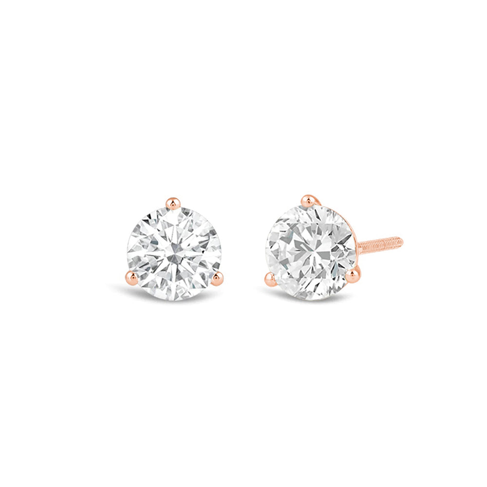 Premium Round Martini Stud Earrings (E/F VS+) with 14KT Rose Gold / Lab / 1/2 Cut Diamond in 14KT Rose Gold / Lab / 1/2 view 1
