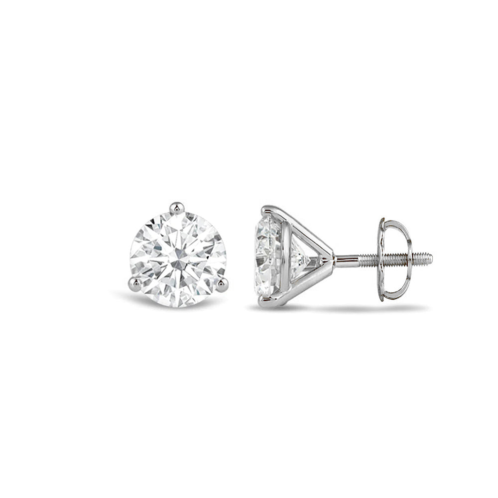 Premium Round Martini Stud Earrings (E/F VS+) with 14KT White Gold / Lab / 1/2 Cut Diamond in 14KT White Gold / Lab / 1/2 view 4
