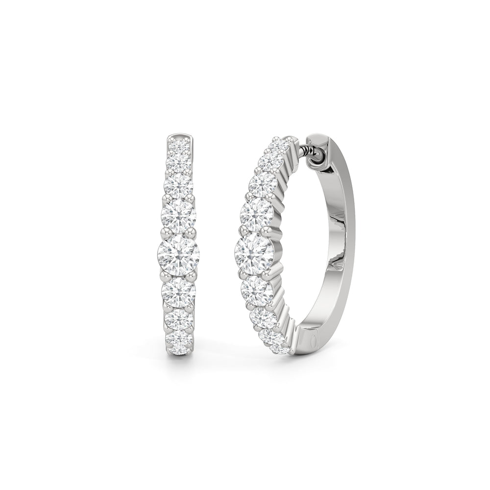 The Danielle Hoops with 14KT White Gold / Lab / 3/4 Cut Diamond in 14KT White Gold / Lab / 3/4 view 1
