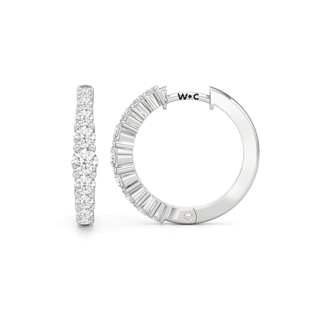 The Danielle Hoops with 14KT White Gold / Lab / 3/4 Cut Diamond in 14KT White Gold / Lab / 3/4 view 6

