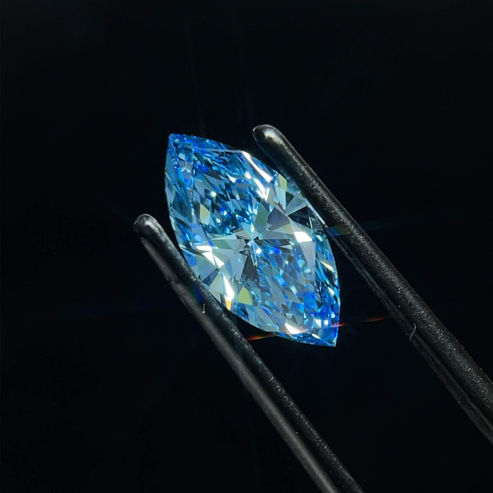 1.5 Carat Marquise Lab Diamond with  Cut Diamond in 14KT  view 1
