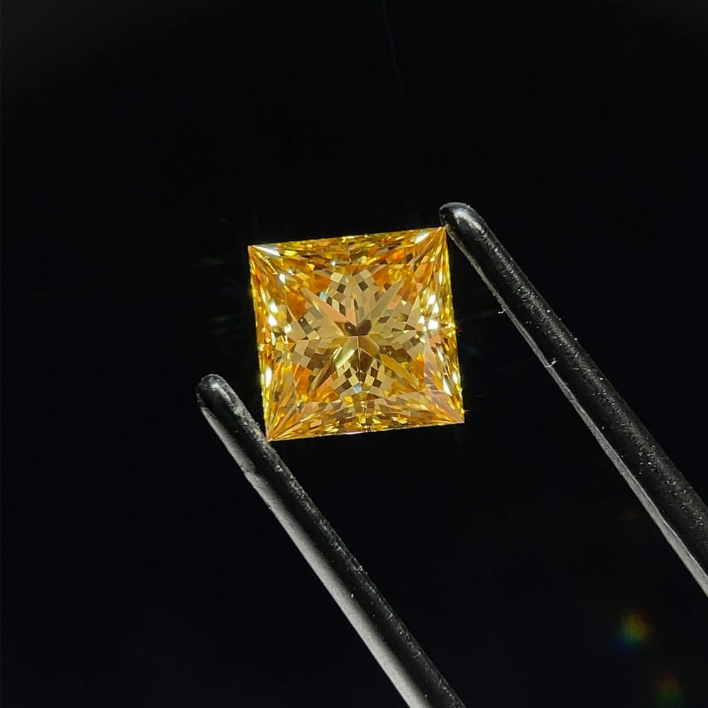 1.42 Carat Princess Lab Diamond with  Cut Diamond in 14KT  view 1
