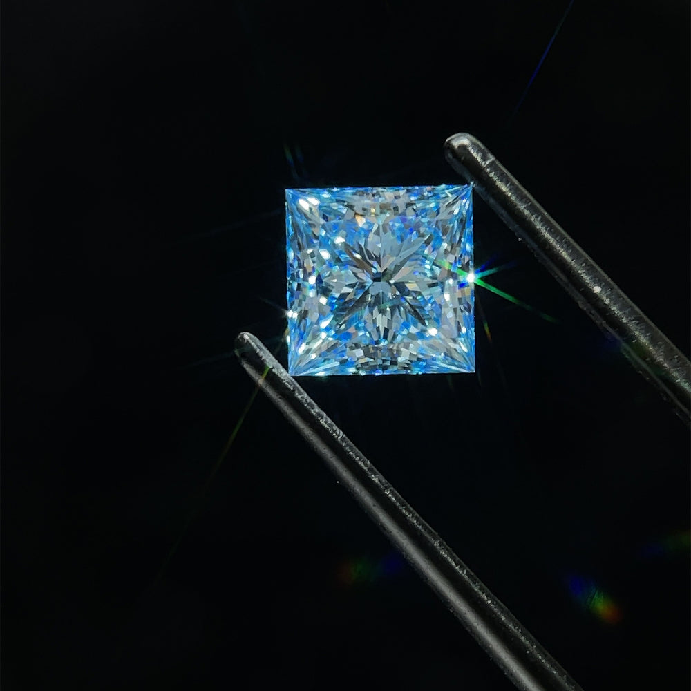 1.58 Carat Princess Lab Diamond with  Cut Diamond in 14KT  view 1

