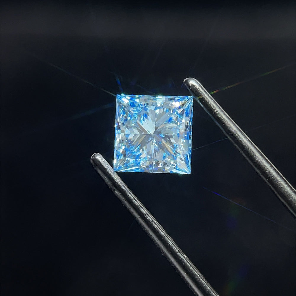 1.5 Carat Princess Lab Diamond with  Cut Diamond in 14KT  view 1
