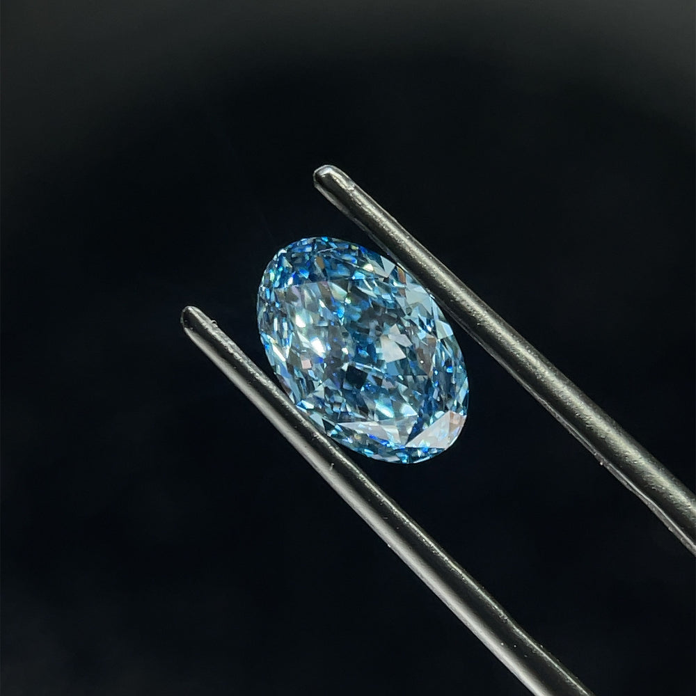2.32 Carat Oval Lab Diamond with  Cut Diamond in 14KT  view 1

