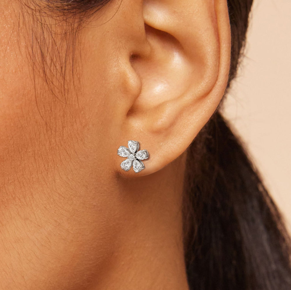 Daisy Studs with 14KT Rose Gold / Lab / 2 Cut Diamond in 14KT Rose Gold / Lab / 2 view 3
