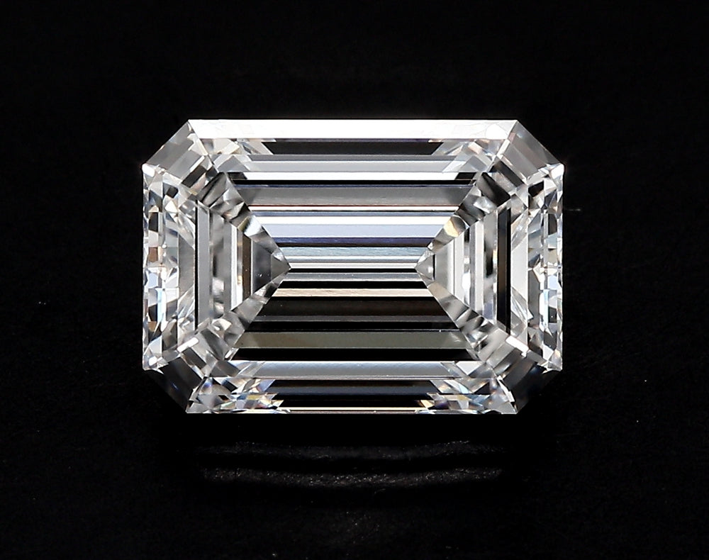 7.29 Carat Emerald Lab Diamond with  Cut Diamond in 14KT  view 1
