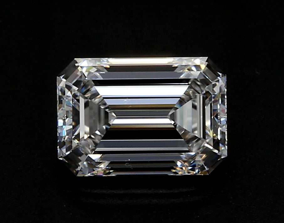 5.57 Carat Emerald Lab Diamond with  Cut Diamond in 14KT  view 1
