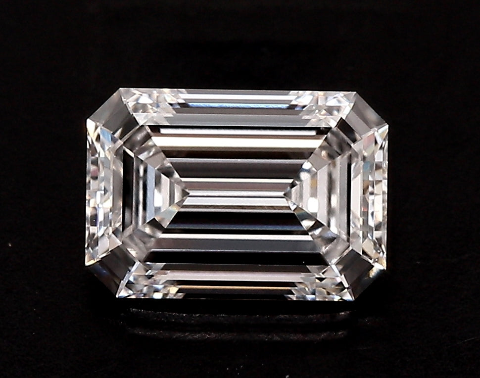 4.07 Carat Emerald Lab Diamond with  Cut Diamond in 14KT  view 1
