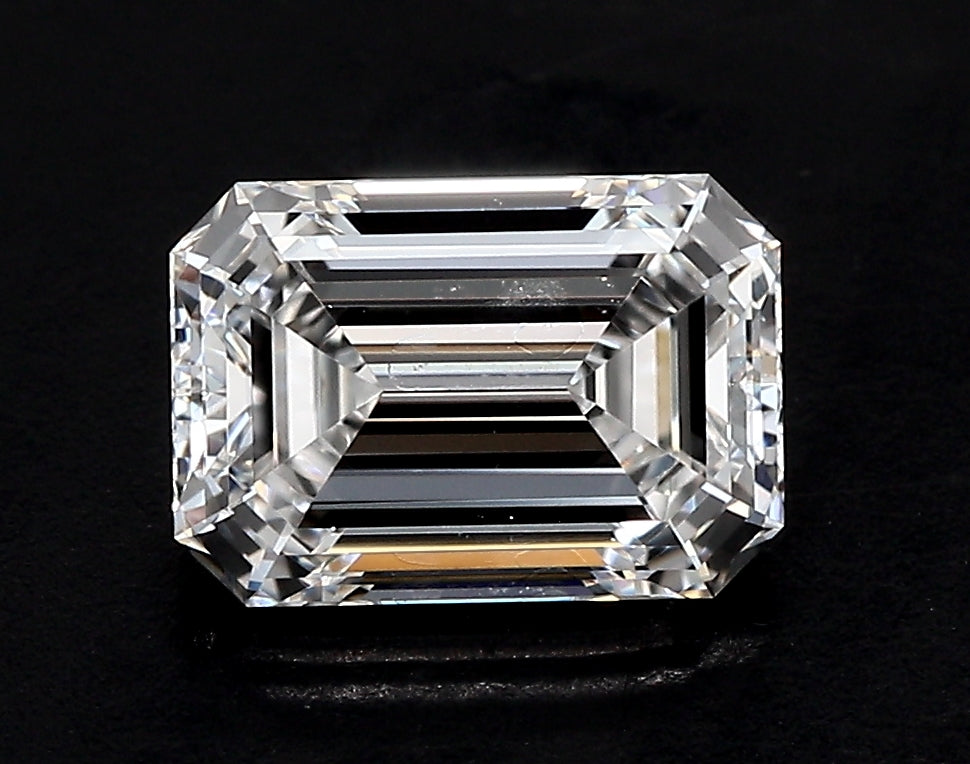 3.28 Carat Emerald Lab Diamond with  Cut Diamond in 14KT  view 1
