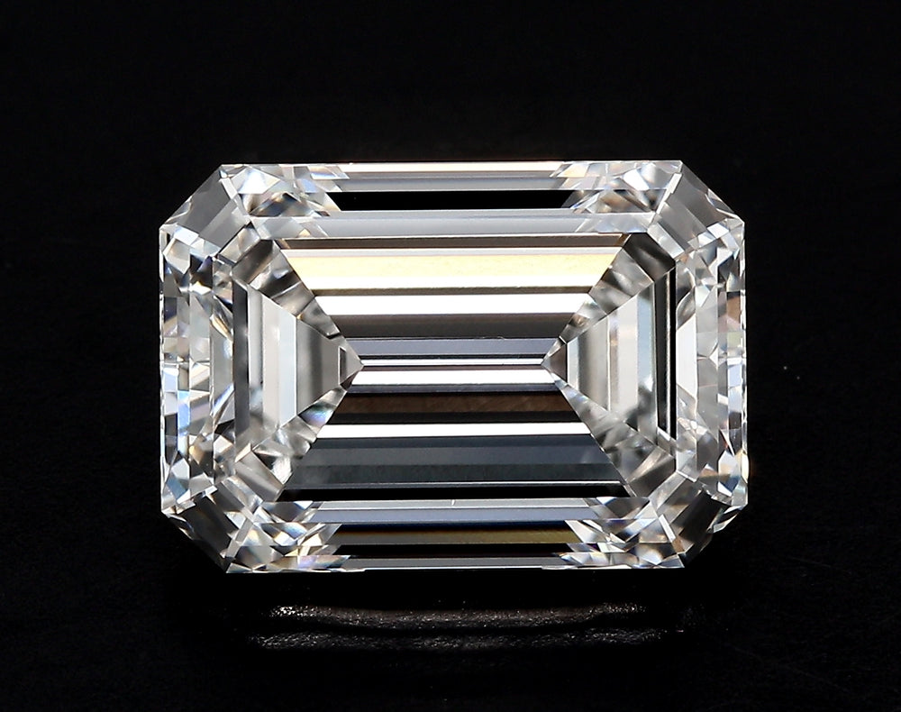 3.58 Carat Emerald Lab Diamond with  Cut Diamond in 14KT  view 1
