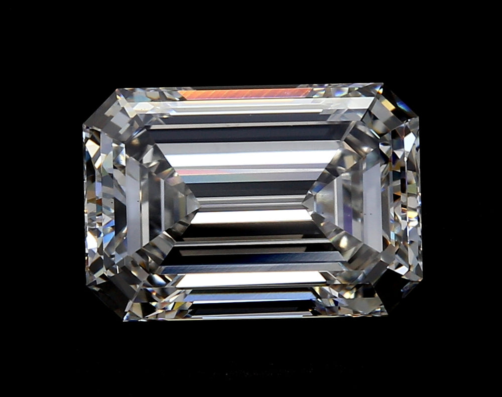 3.01 Carat Emerald Lab Diamond with  Cut Diamond in 14KT  view 1
