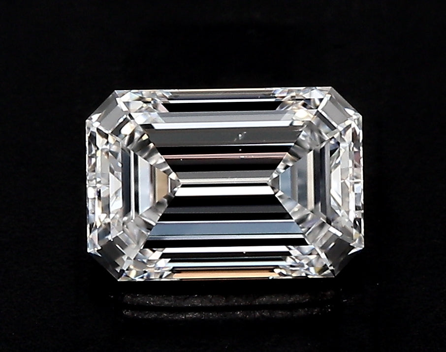 2.51 Carat Emerald Lab Diamond with  Cut Diamond in 14KT  view 1
