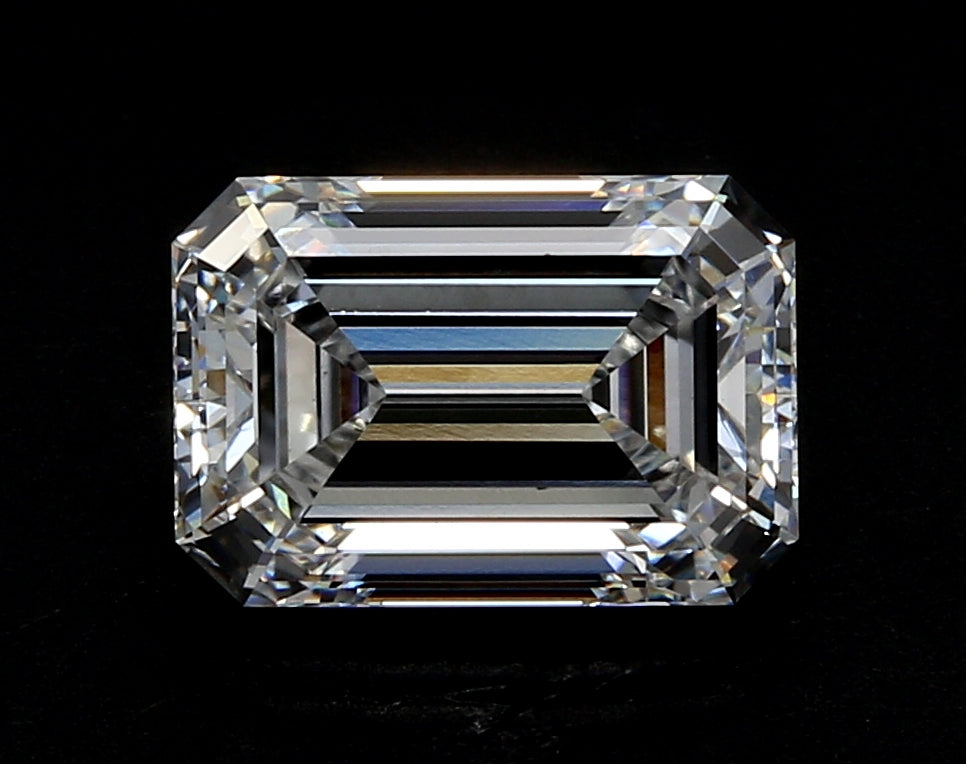 3.01 Carat Emerald Lab Diamond with  Cut Diamond in 14KT  view 1
