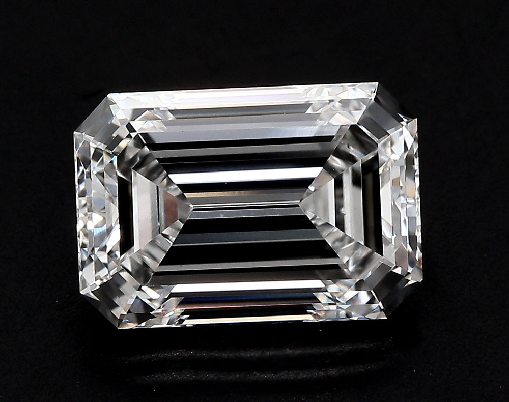 3.05 Carat Emerald Lab Diamond with  Cut Diamond in 14KT  view 1
