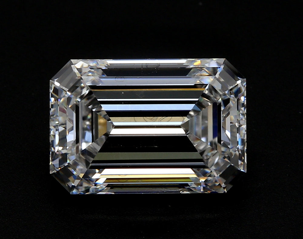 3.01 Carat Emerald Lab Diamond with  Cut Diamond in 14KT  view 1
