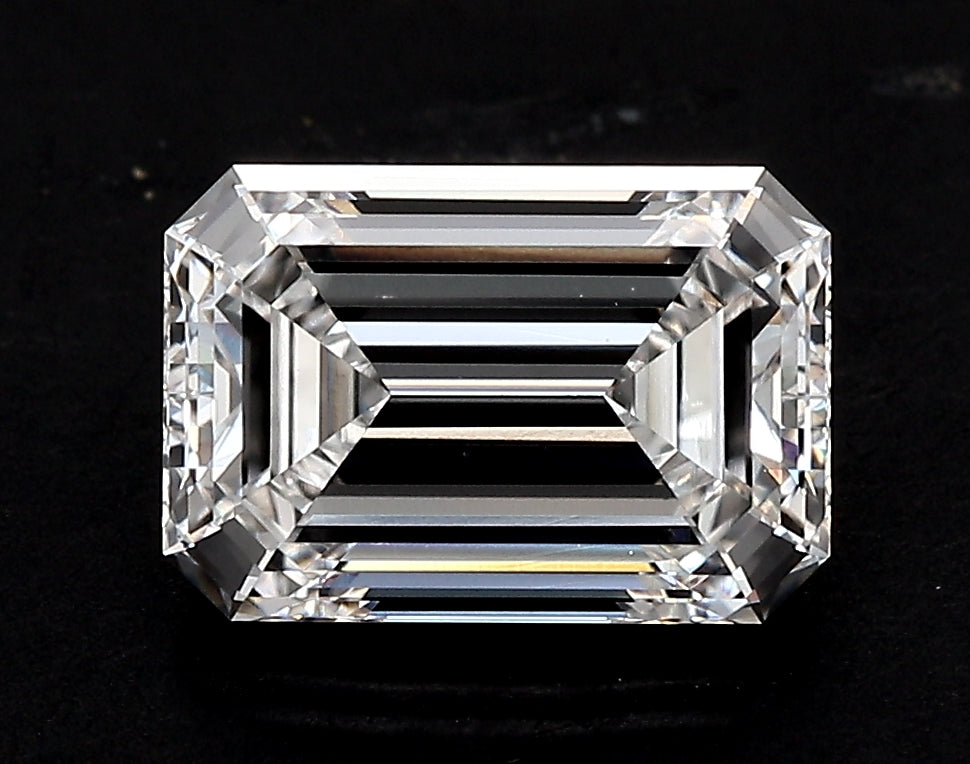 3.48 Carat Emerald Lab Diamond with  Cut Diamond in 14KT  view 1
