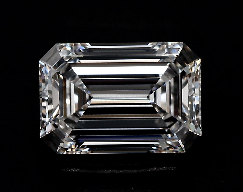 1.5 Carat Emerald Lab Diamond with  Cut Diamond in 14KT  view 1
