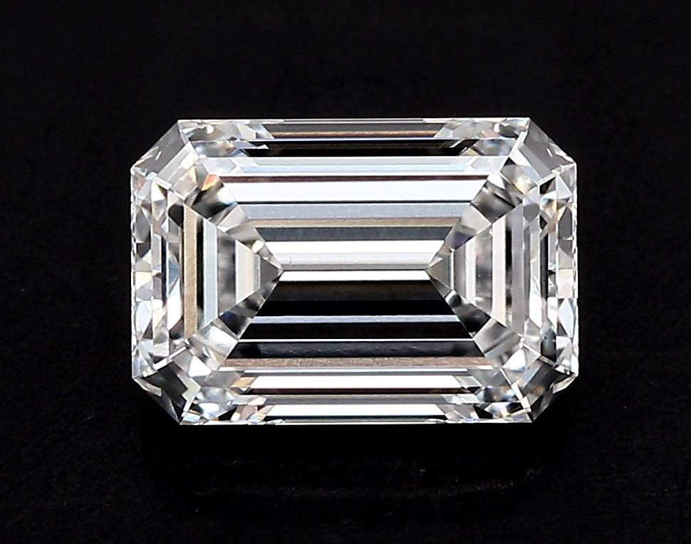 3.37 Carat Emerald Lab Diamond with  Cut Diamond in 14KT  view 1
