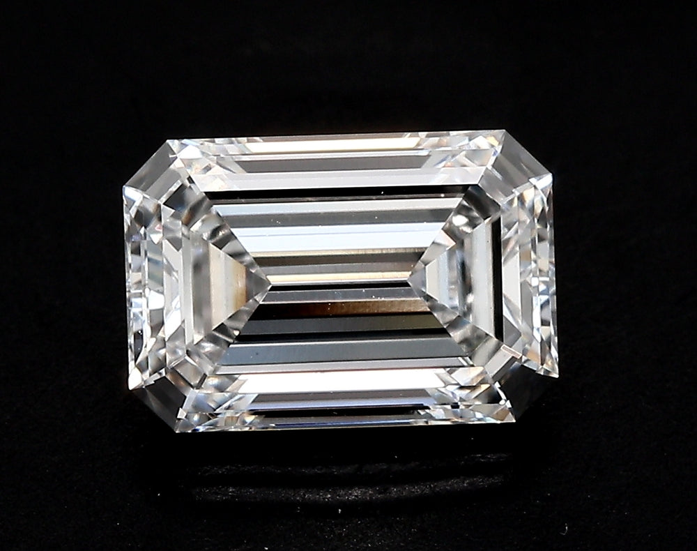 2.51 Carat Emerald Lab Diamond with  Cut Diamond in 14KT  view 1
