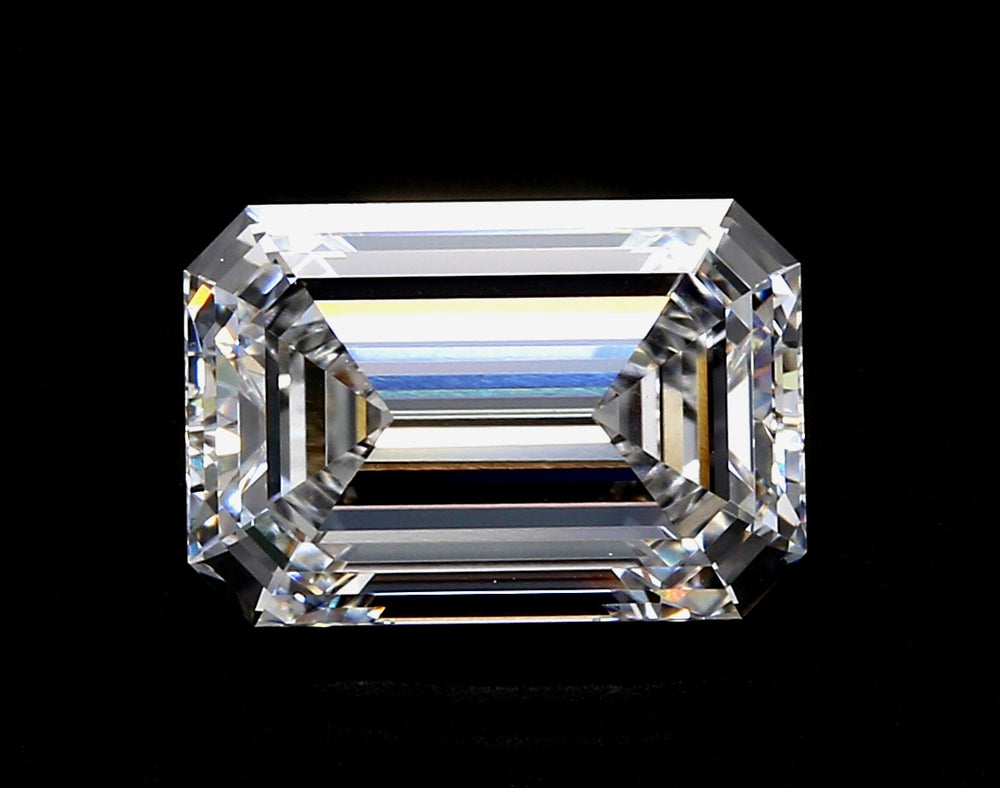 5.36 Carat Emerald Lab Diamond with  Cut Diamond in 14KT  view 1
