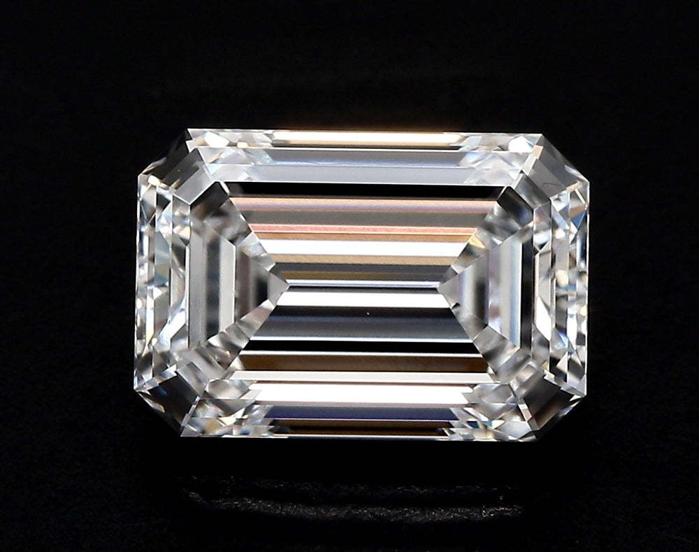 4.02 Carat Emerald Lab Diamond with  Cut Diamond in 14KT  view 1
