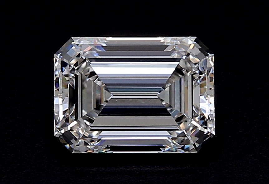 3.85 Carat Emerald Lab Diamond with  Cut Diamond in 14KT  view 1
