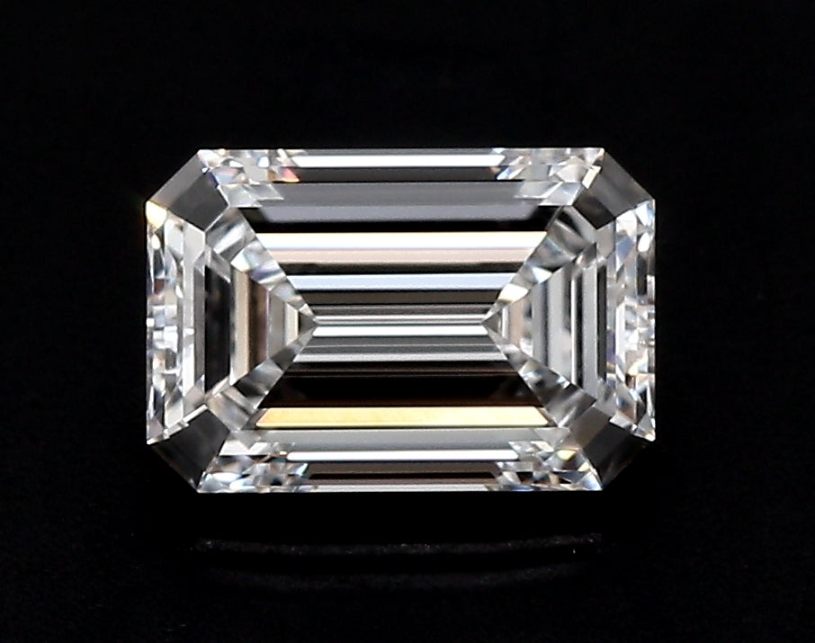 2.01 Carat Emerald Lab Diamond with  Cut Diamond in 14KT  view 1
