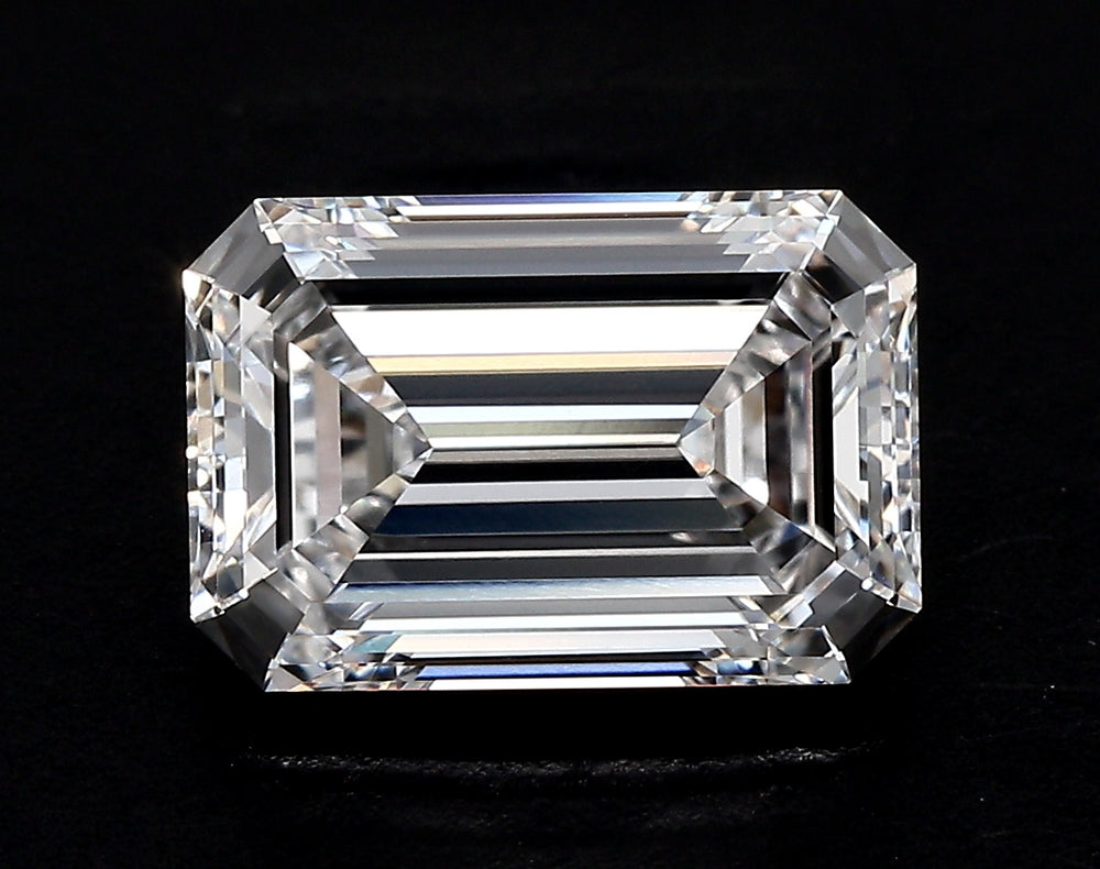 3.4 Carat Emerald Lab Diamond with  Cut Diamond in 14KT  view 1
