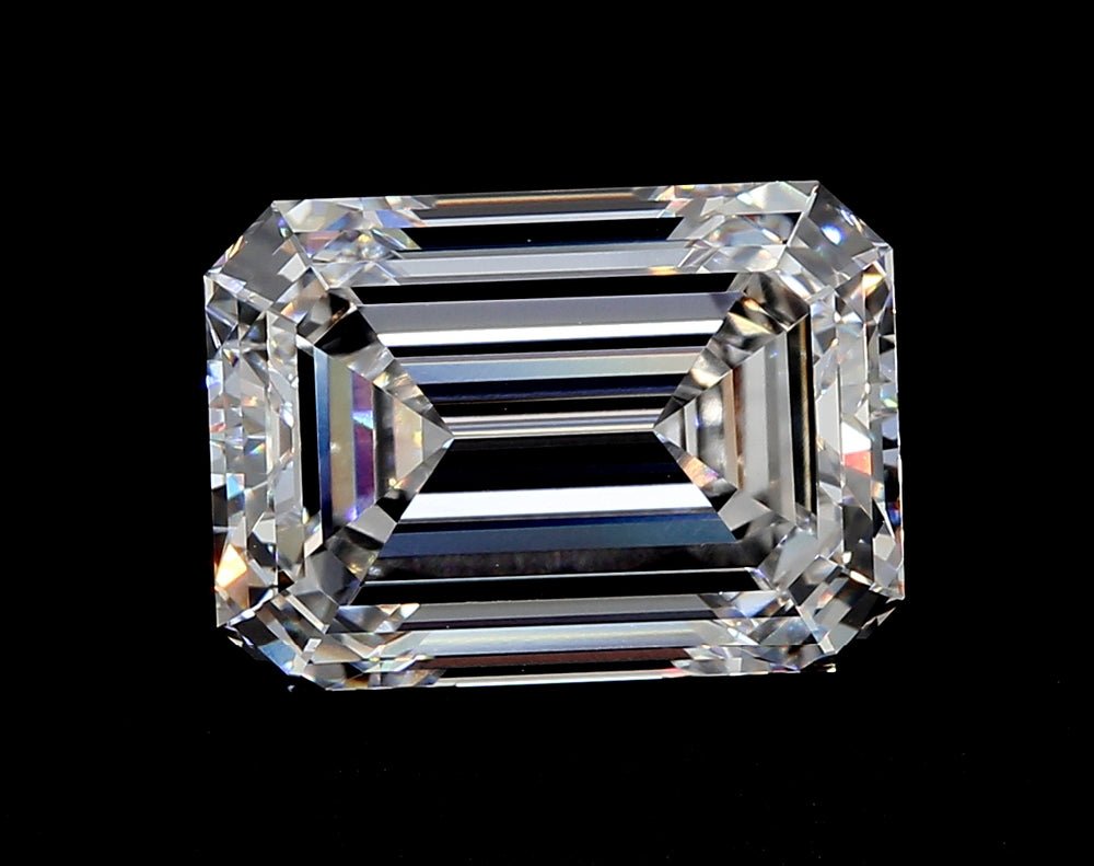 3.48 Carat Emerald Lab Diamond with  Cut Diamond in 14KT  view 1
