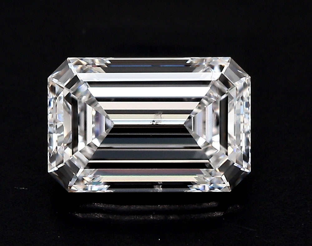 3.08 Carat Emerald Lab Diamond with  Cut Diamond in 14KT  view 1
