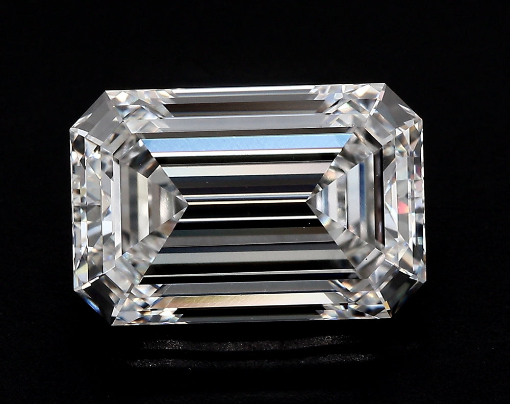 3.05 Carat Emerald Lab Diamond with  Cut Diamond in 14KT  view 1

