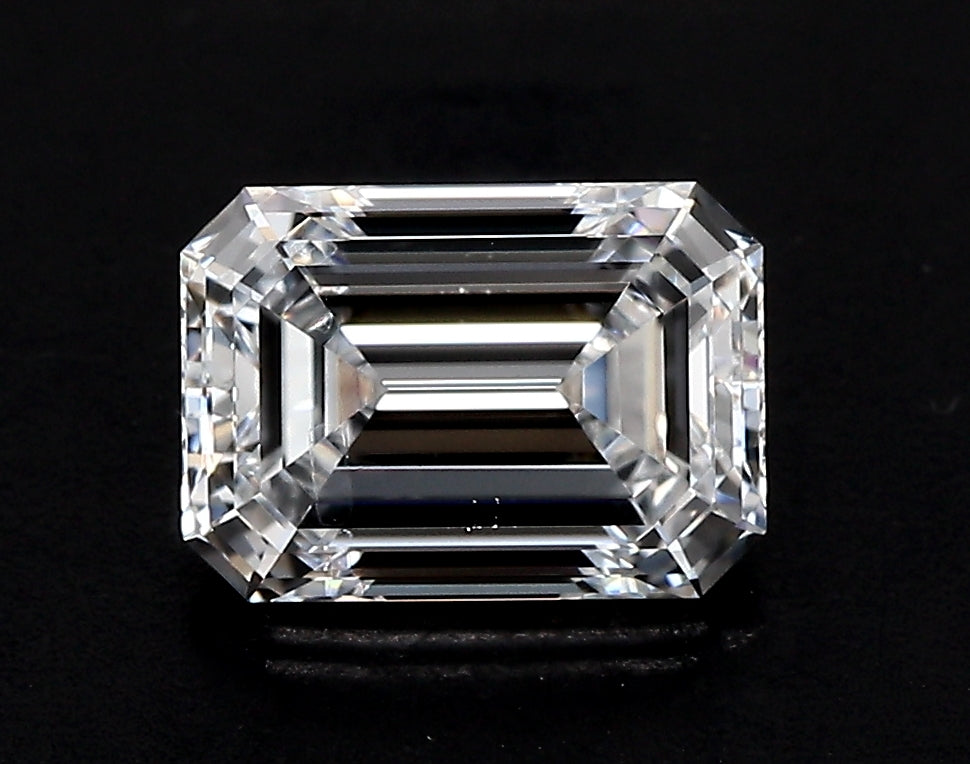 4.01 Carat Emerald Lab Diamond with  Cut Diamond in 14KT  view 1

