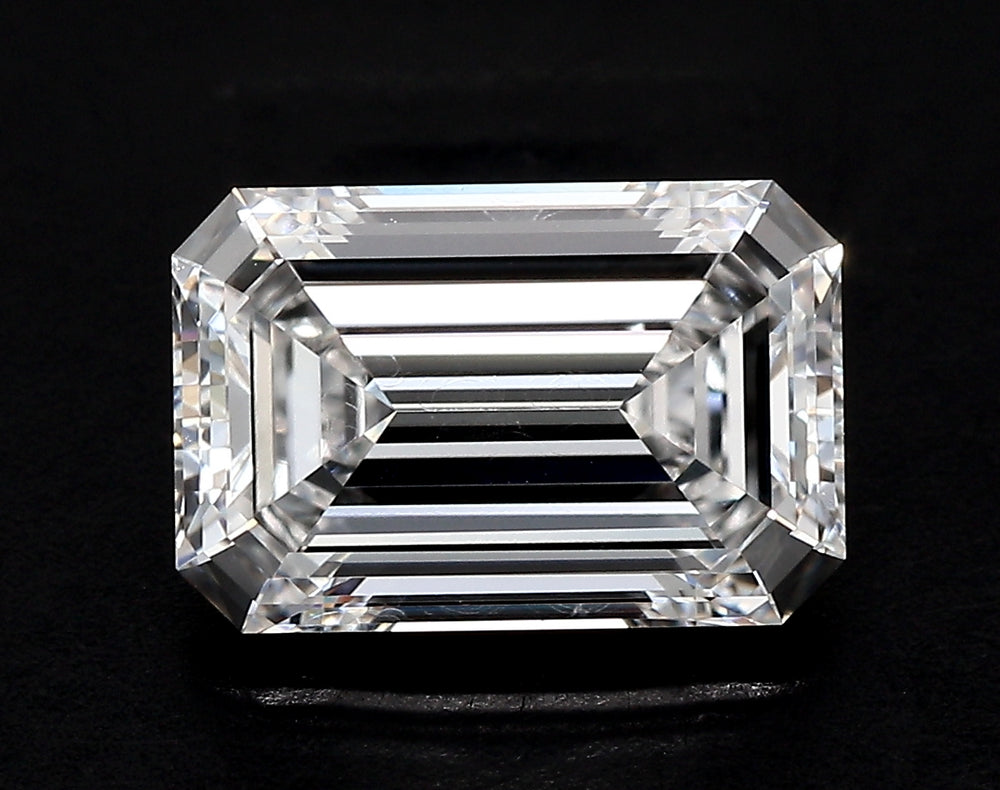 2.95 Carat Emerald Lab Diamond with  Cut Diamond in 14KT  view 1
