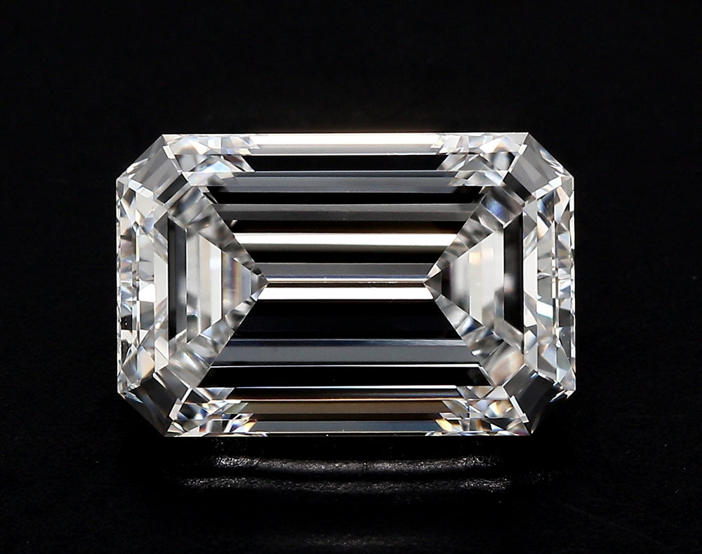 2.51 Carat Emerald Lab Diamond with  Cut Diamond in 14KT  view 1

