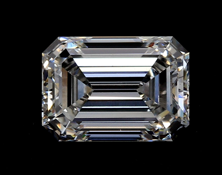 3.0 Carat Emerald Lab Diamond with  Cut Diamond in 14KT  view 1
