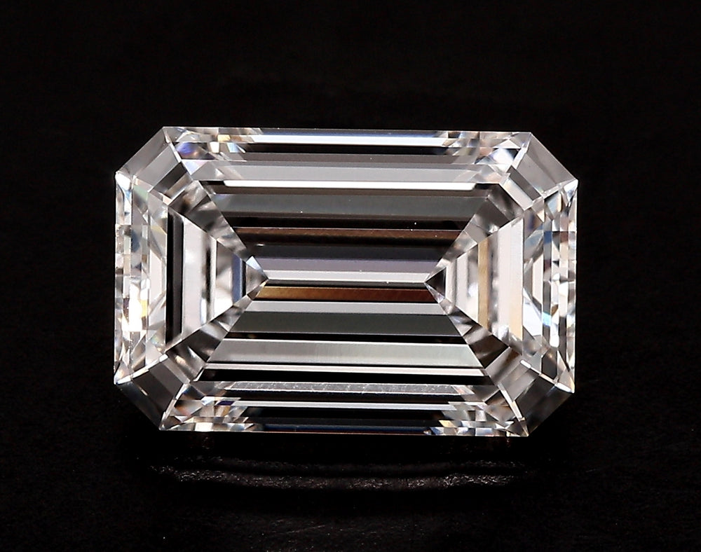 5.01 Carat Emerald Lab Diamond with  Cut Diamond in 14KT  view 1
