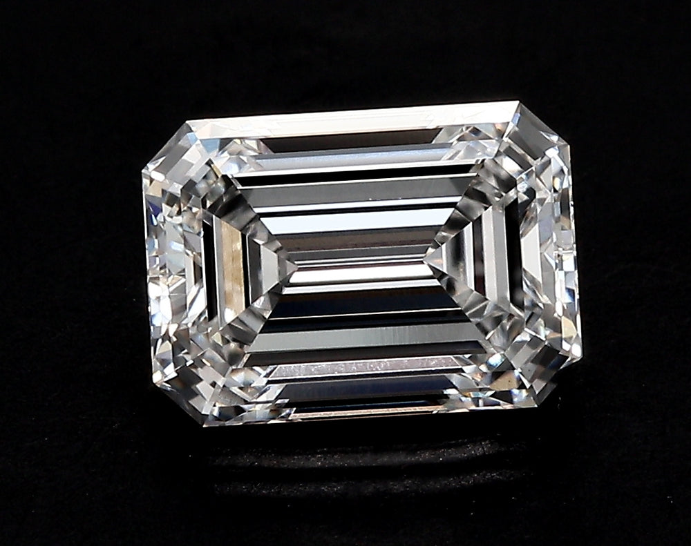 3.51 Carat Emerald Lab Diamond with  Cut Diamond in 14KT  view 1

