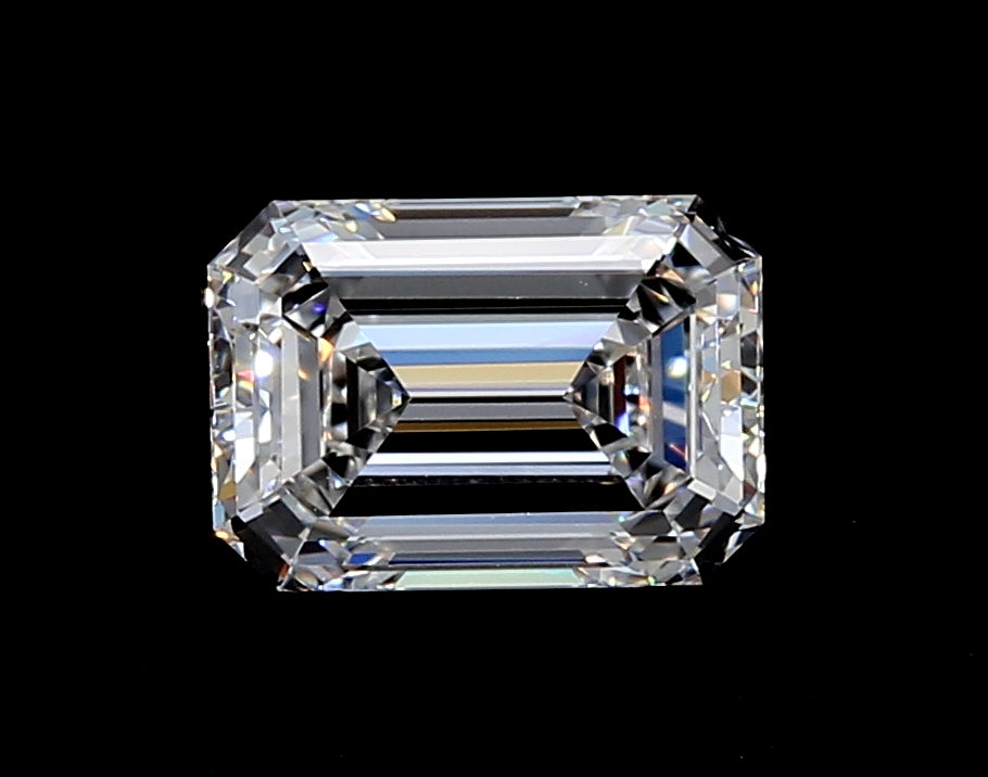 3.0 Carat Emerald Lab Diamond with  Cut Diamond in 14KT  view 1
