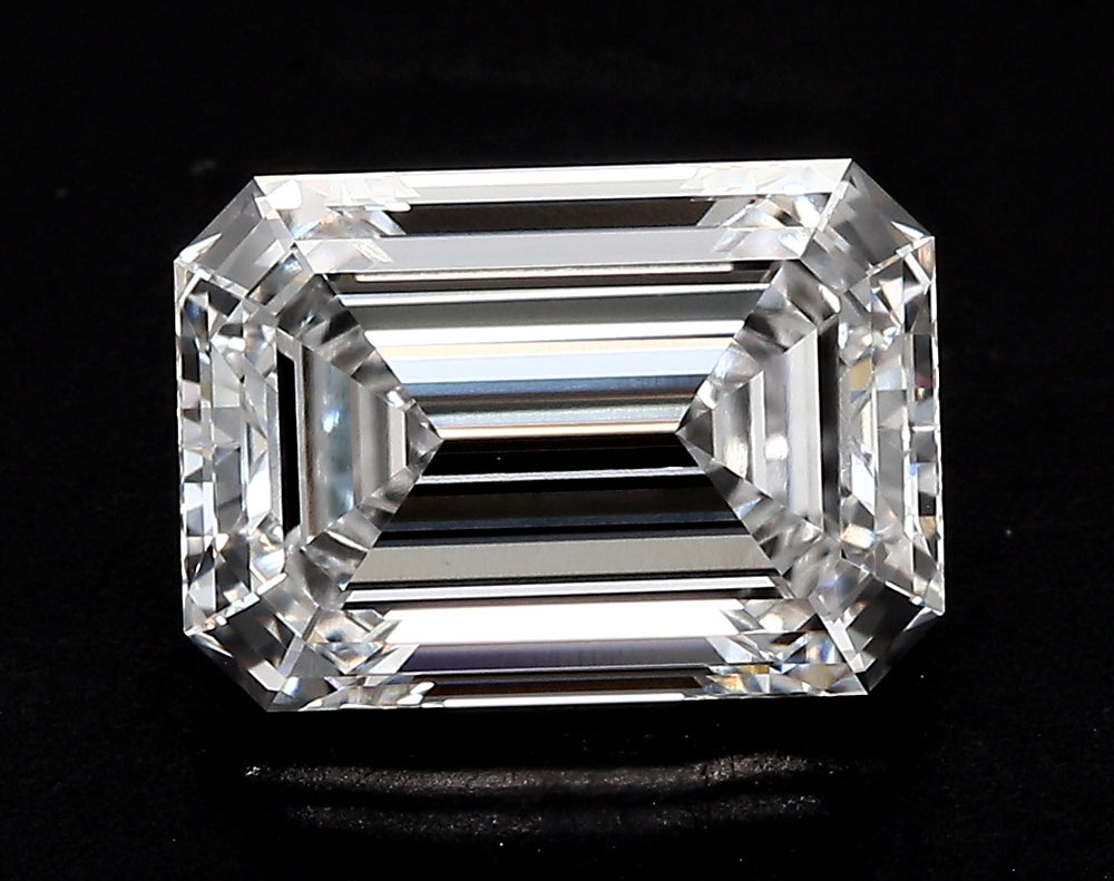 3.06 Carat Emerald Lab Diamond with  Cut Diamond in 14KT  view 1
