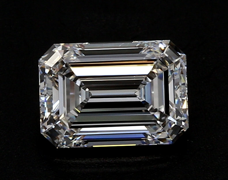 6.05 Carat Emerald Lab Diamond with  Cut Diamond in 14KT  view 1
