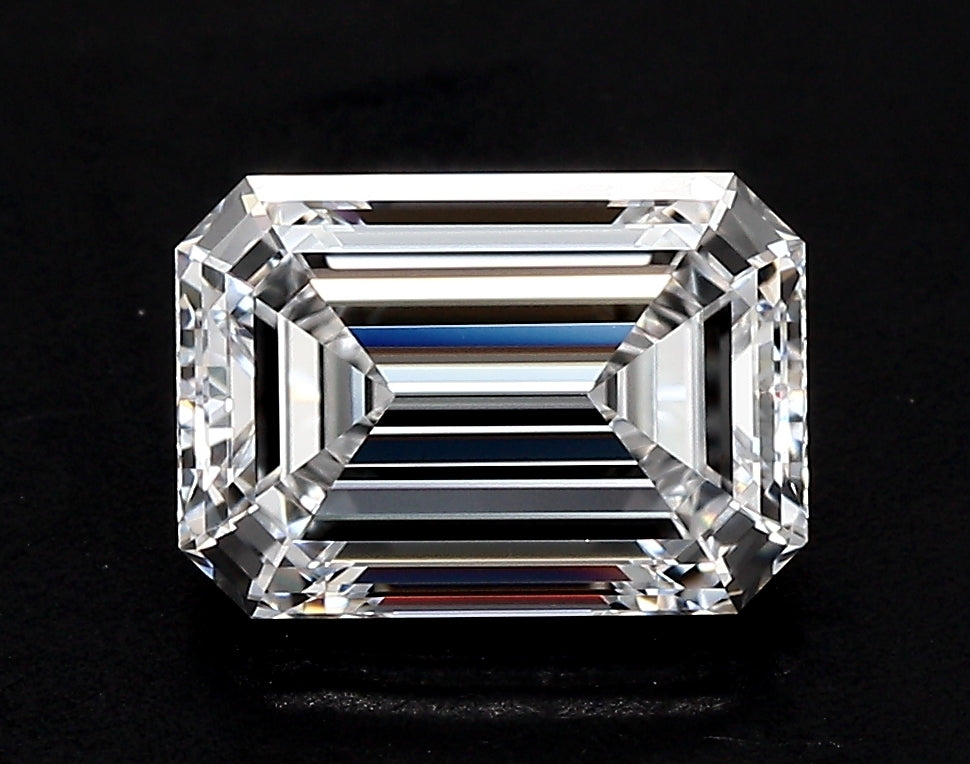 3.27 Carat Emerald Lab Diamond with  Cut Diamond in 14KT  view 1
