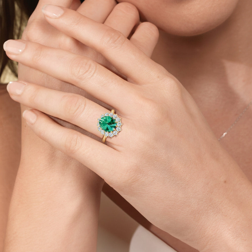 The Spencer Ring with Created Emerald Cut Diamond in 14KT Yellow Gold view 5
