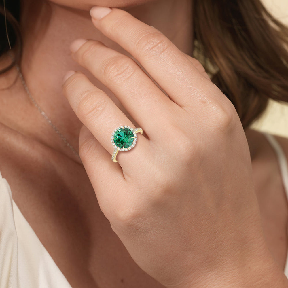 The Rosalune Ring with Created Emerald Cut Diamond in 14KT Rose Gold view 5
